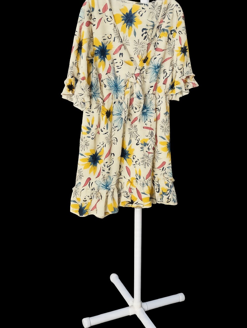 SHEIN Cream Tunic with Yellow, Blue & Pink Floral Print